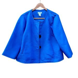Kim Rogers Quilted Jacket Coat Cobalt Sz. XL